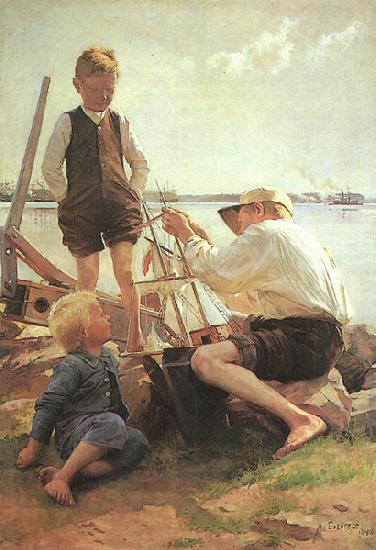 Albert Edelfelt shipbuilders oil painting picture